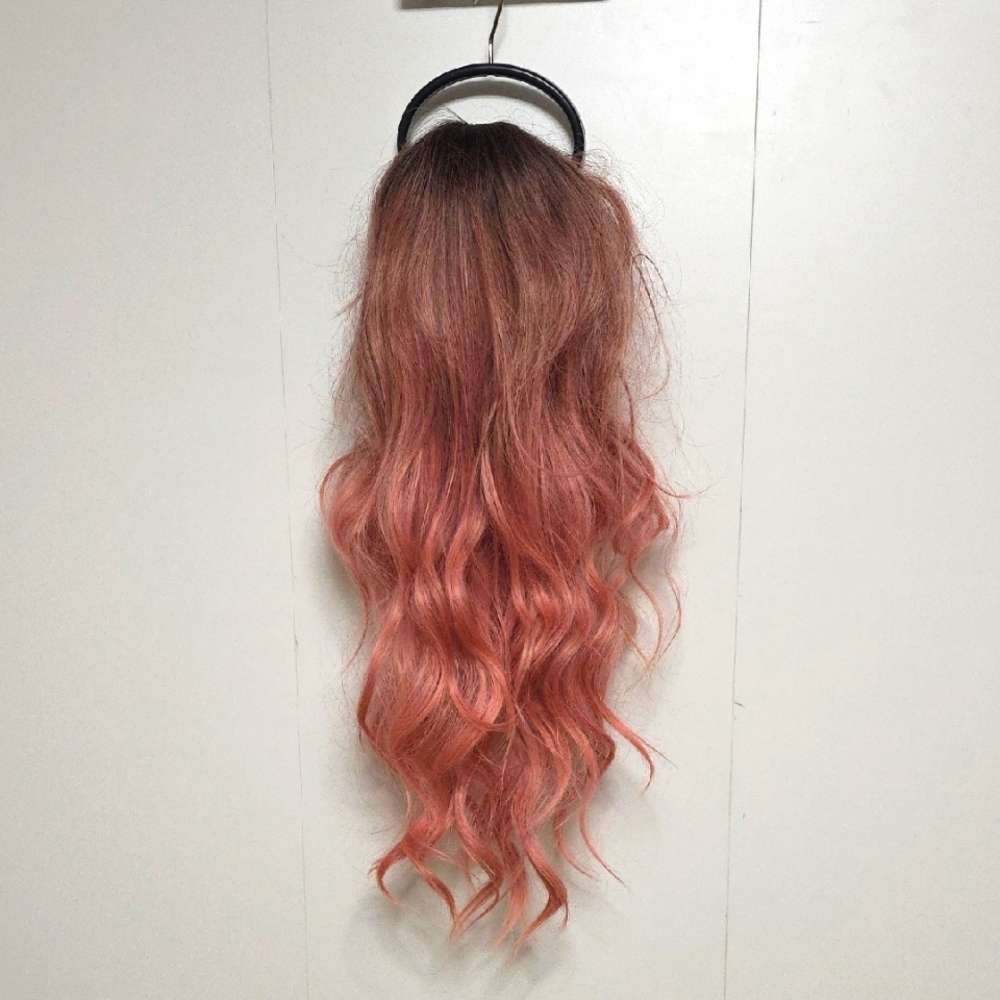 Long Ombre Pink Wavy Hair Wig